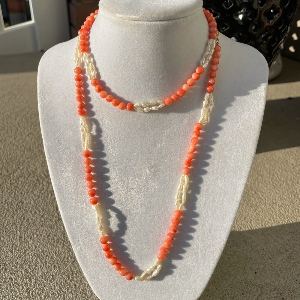 Vintage Coral and Pearl Necklace